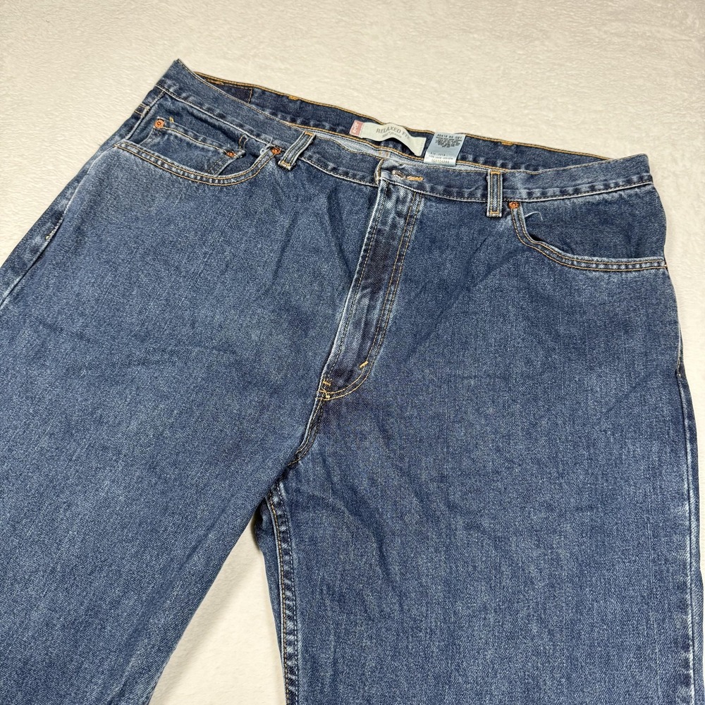 Levis 550 Jeans Mens 42x30 Blue Relaxed Fit Tapered Leg Cotton Denim Zip Fly